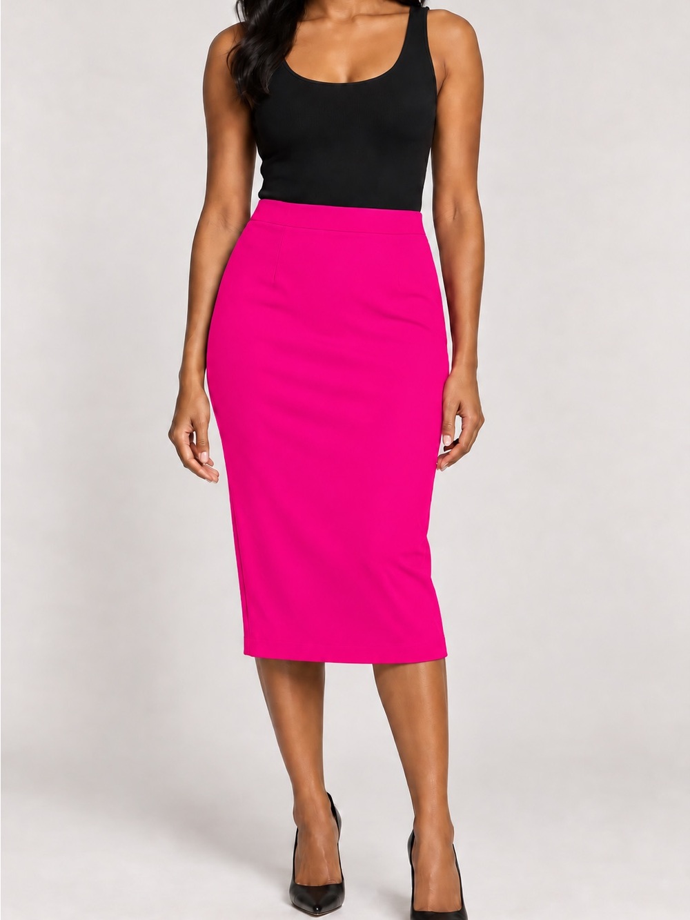 Chiara Boni La Petite Robe Lumi Bright Pink Stretch Pencil Skirt Size 38IT/ US 2